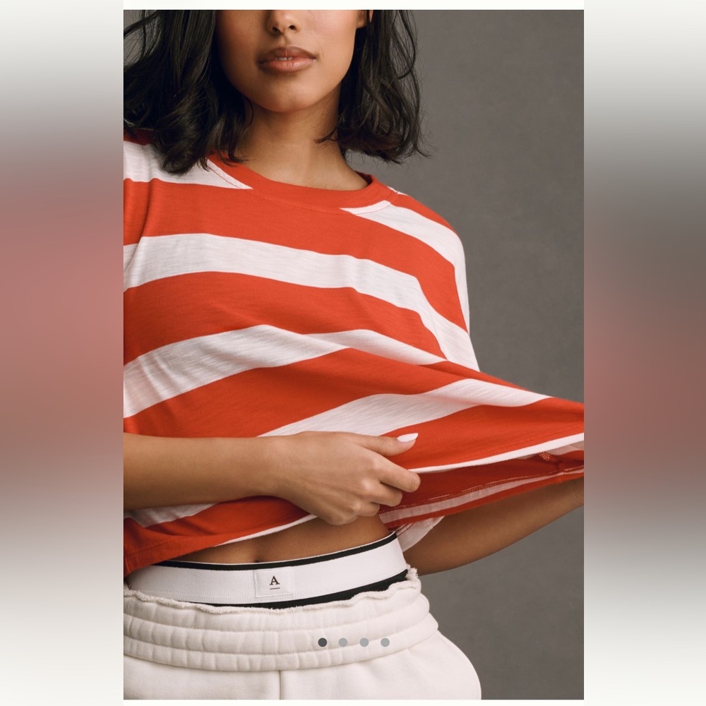 T.La Bold Red and White Striped Crop Top